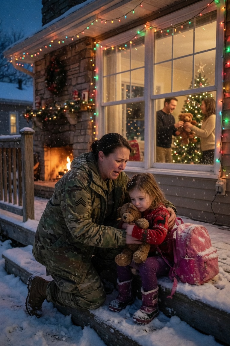 Ich kam früher von meinem Militäreinsatz nach Hause – meine dreijährige Tochter saß allein im Schnee, während mein Mann Weihnachten mit seiner Geliebten feierte
